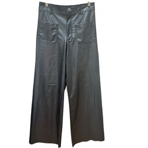 Zara Vegan Faux Leather Pants Wide Leg High Waist Edgy Whimsigoth NYE Size 6